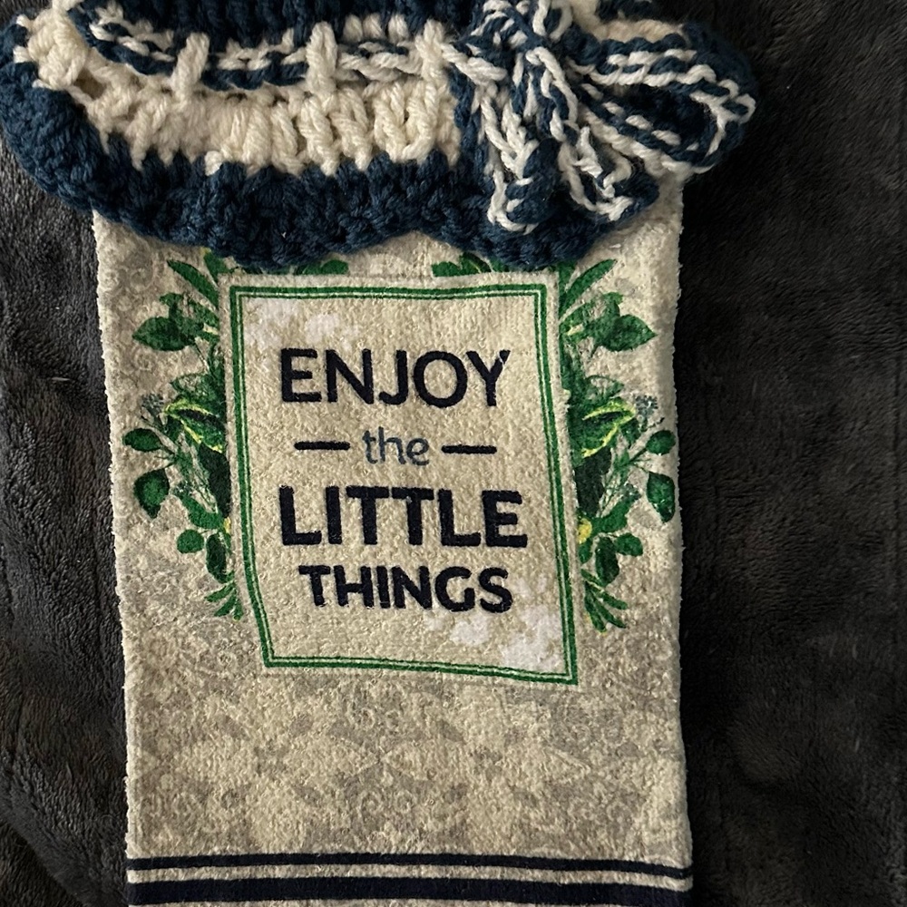 Decorative Towel with Blue and Green Accents